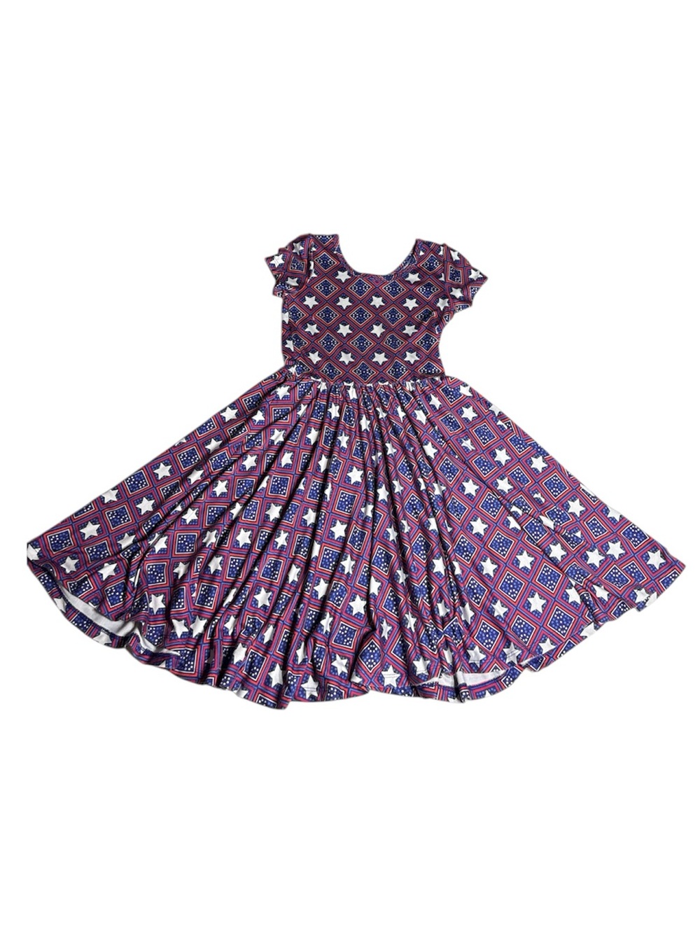 Dot Dot Smile short sleeve patriotic twirly dress red white blue patriotic stars